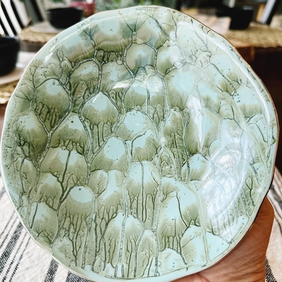 MCM Delft Hand painted brass pedestal bowl - Picture 6 of 8